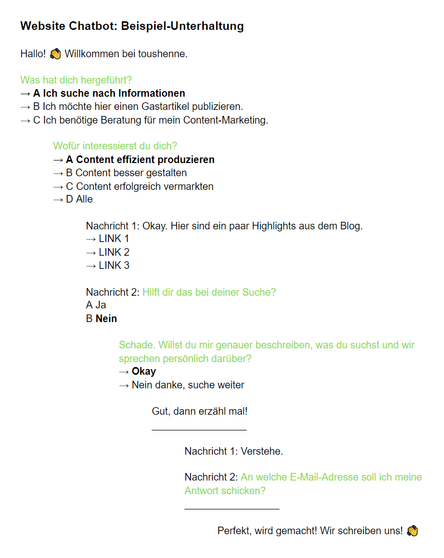 chatbot flow beispiel