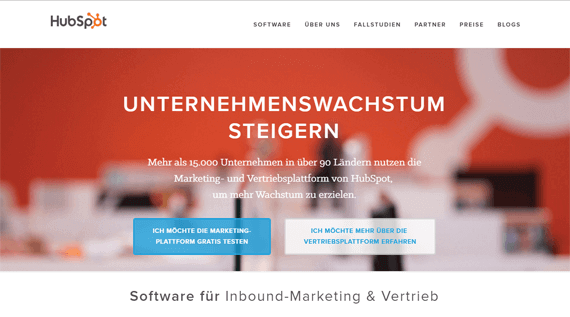 Screenshot HubSpot Website
