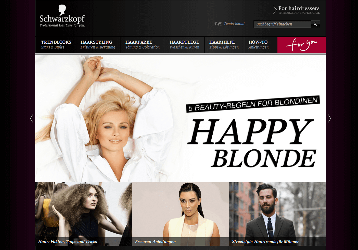 Screenshot Schwarzkopf Website