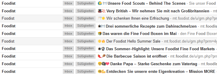 Foodist Newsletter Betreffzeile mit Emojis