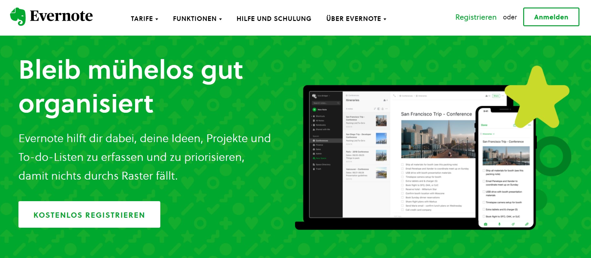 Evernote's Website Layout